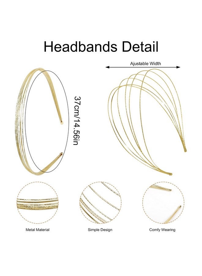 Tobeffect Multi Layers Metal Headbands For Women, 2Packs Fashion Thin Headband Layered Gold Elegant Hairbands Headpiece Hair Accessories For Girls - Image 2