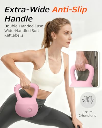 DILANL Soft Kettlebell, Safe Strength Training Kettle bell, Cushioned Impact-Resistant Base and Anti-Slip Grip Weight, Kettlebells Set for Home Workouts and Men/Women/ Beginners,With Non-slip Gloves(Pink, 10 LB) - Image 4
