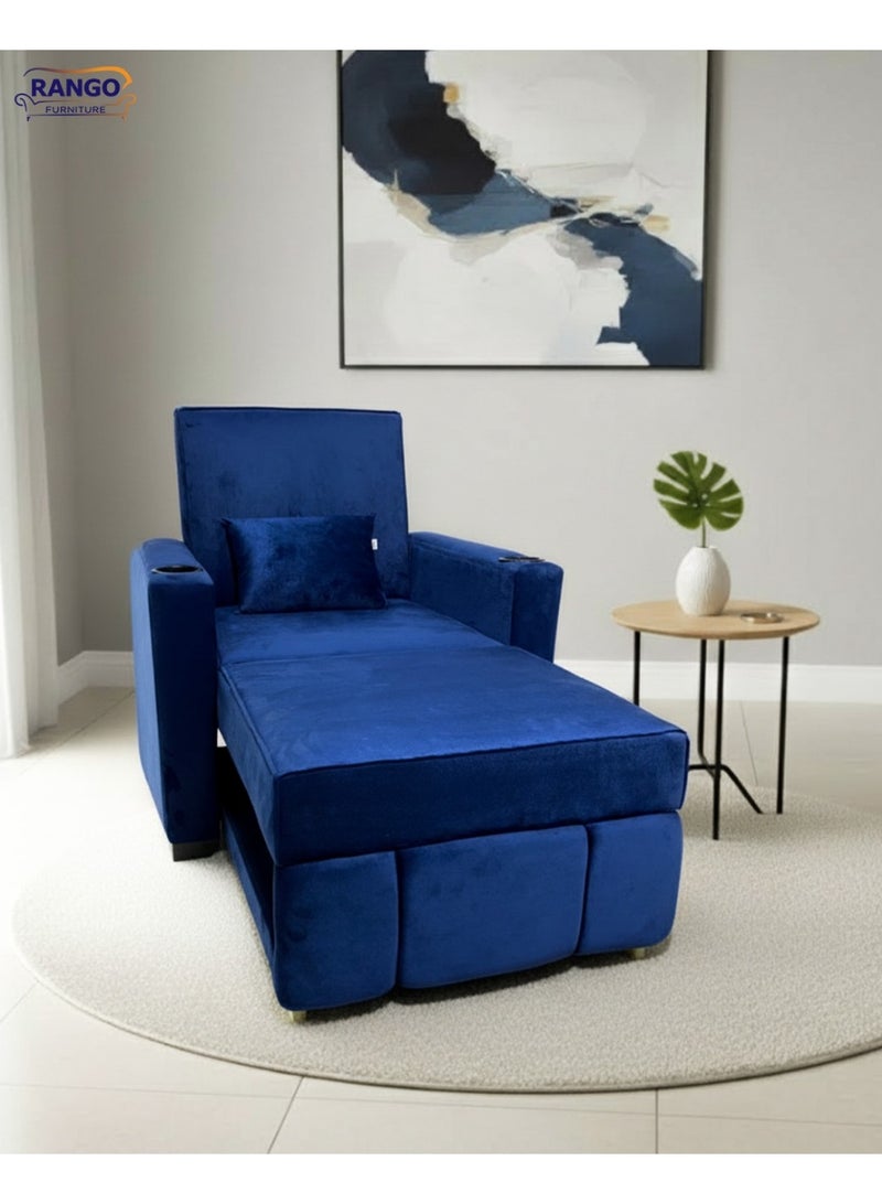 Rango Furniture bed chair, 90cm wide, 95cm high, and 1.85m long, blue color - Image 2