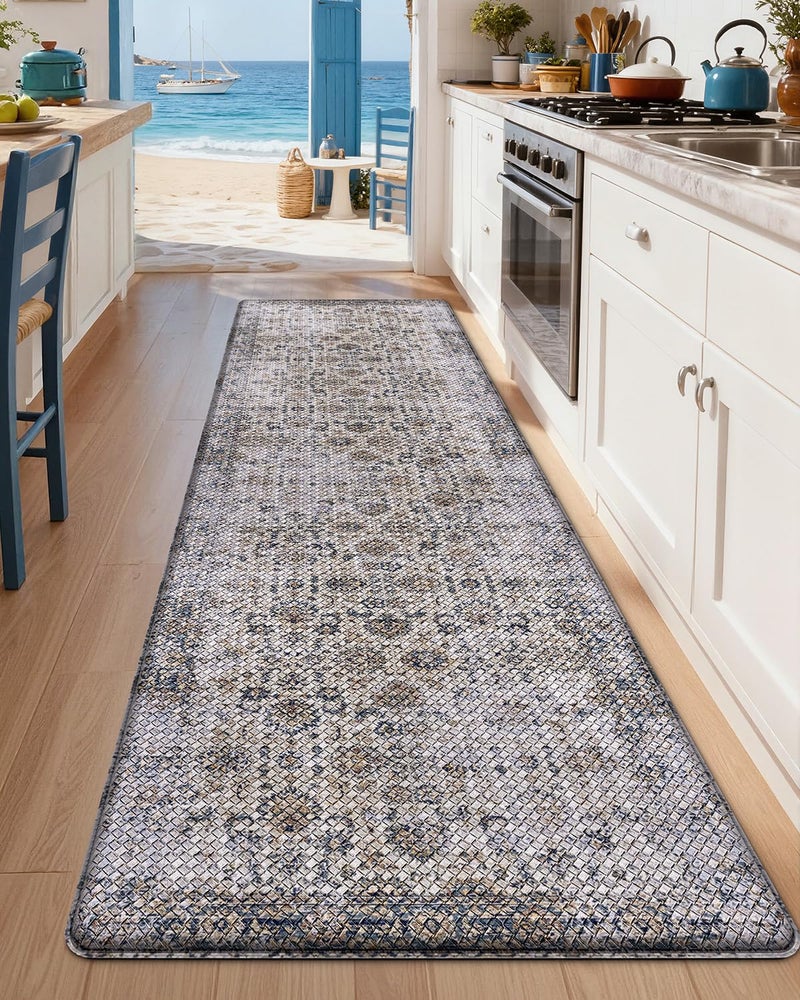LUMI 2025 Upgraded Anti Fatigue Cushioned Kitchen Mat for Floor, Non-Slip Comfort PVC Padded Mats with Faux Leather Surface for Desk Office, Sink, Laundry, 24"x59" - Image 3