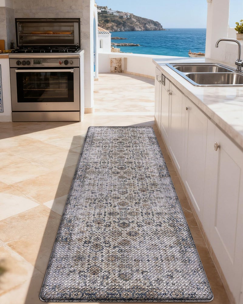 LUMI 2025 Upgraded Anti Fatigue Cushioned Kitchen Mat for Floor, Non-Slip Comfort PVC Padded Mats with Faux Leather Surface for Desk Office, Sink, Laundry, 24"x59" - Image 4