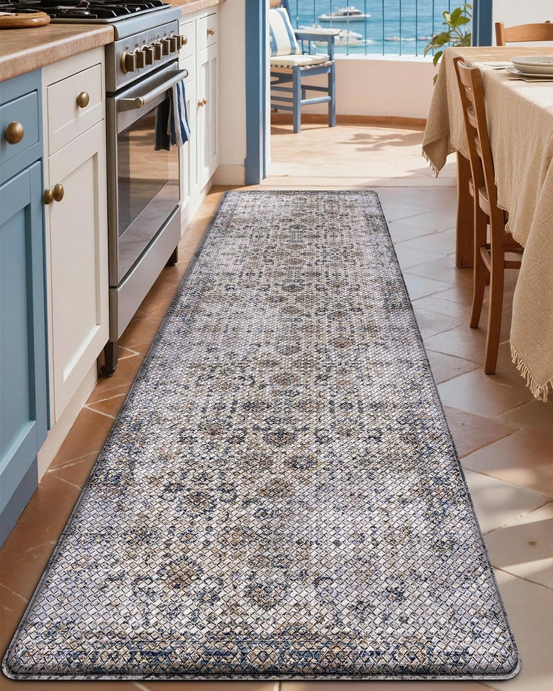 LUMI 2025 Upgraded Anti Fatigue Cushioned Kitchen Mat for Floor, Non-Slip Comfort PVC Padded Mats with Faux Leather Surface for Desk Office, Sink, Laundry, 24"x59" - Image 1