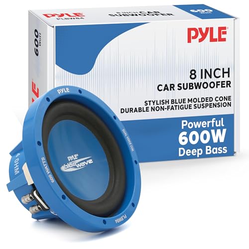Pyle Car Vehicle Subwoofer Audio Speaker - 8 Inch Blue Injection Molded Cone, Blue Chrome-Plated Plastic Basket, Dual Voice Coil 4 Ohm Impedance, 600 Watt Power, Vehicle Stereo Sound System PLBW84 - Image 2