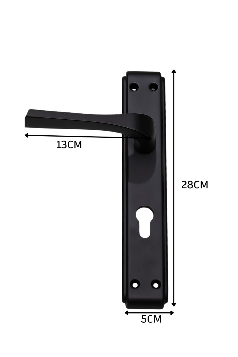 Door handle lock, Modern and Elegant Door lock - Durable and Easy to Install(مقبض قفل الباب),Door Plate Handle–Aluminum Lever with Iron Plate–Heavy-Duty,Door lock handle with classic design for Residential Office Doors Includes Installation Screws,Rust-Resistant(Matt Black) - Image 2