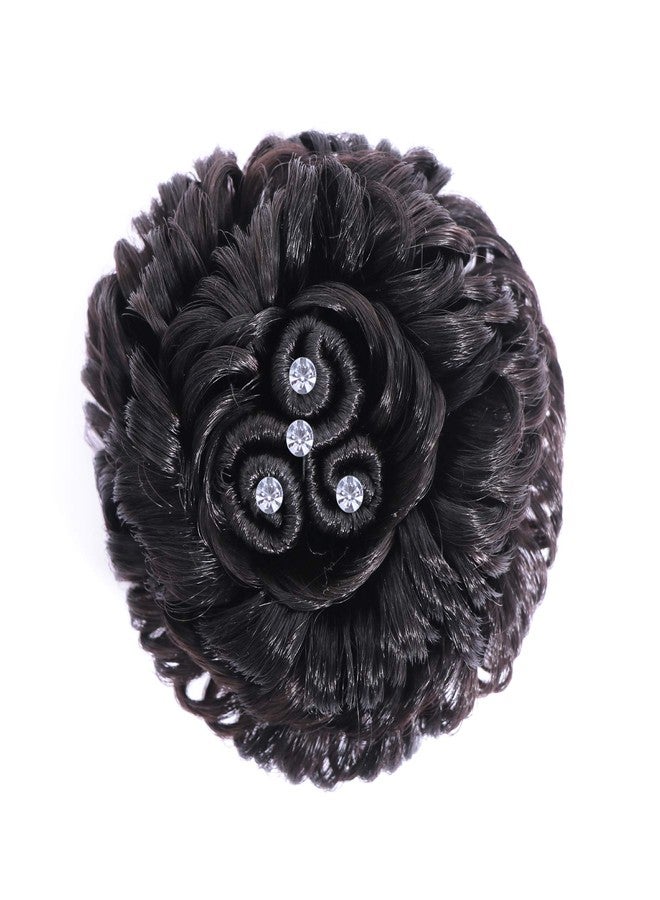 Shivarth Artificial Juda Hair Accessories For Women and Girls with Stone Work Juda For Festive Designer Stone Bridal Wedding Juda Black Color - Image 2