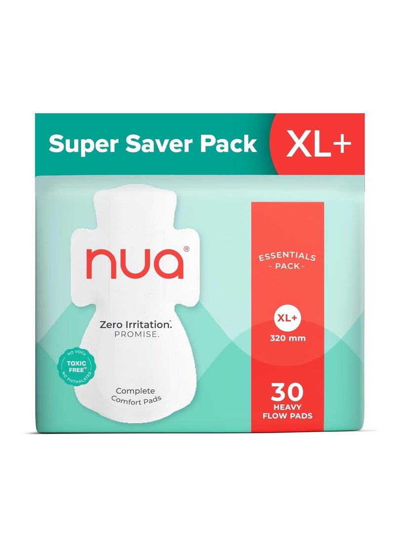 نوا فوط صحية نوا فائقة الأمان للنساء | عبوة توفير فائقة مكونة من 30 قطعة | XL+ امتصاص التدفق الثقيل | مانع للتسرب وغير معطر وخالي من السموم | لطيف على البشرة الحساسة | مسامي وخالي من الطفح الجلدي - Image 1