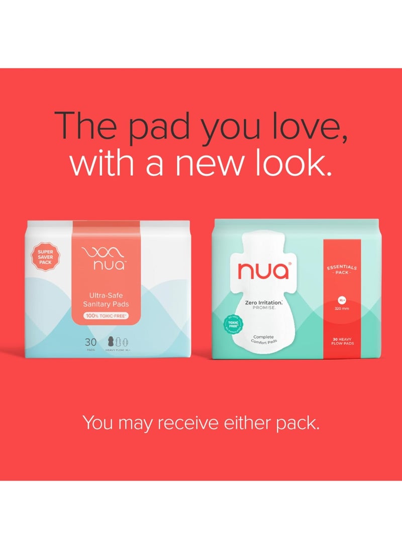 نوا فوط صحية نوا فائقة الأمان للنساء | عبوة توفير فائقة مكونة من 30 قطعة | XL+ امتصاص التدفق الثقيل | مانع للتسرب وغير معطر وخالي من السموم | لطيف على البشرة الحساسة | مسامي وخالي من الطفح الجلدي - Image 2