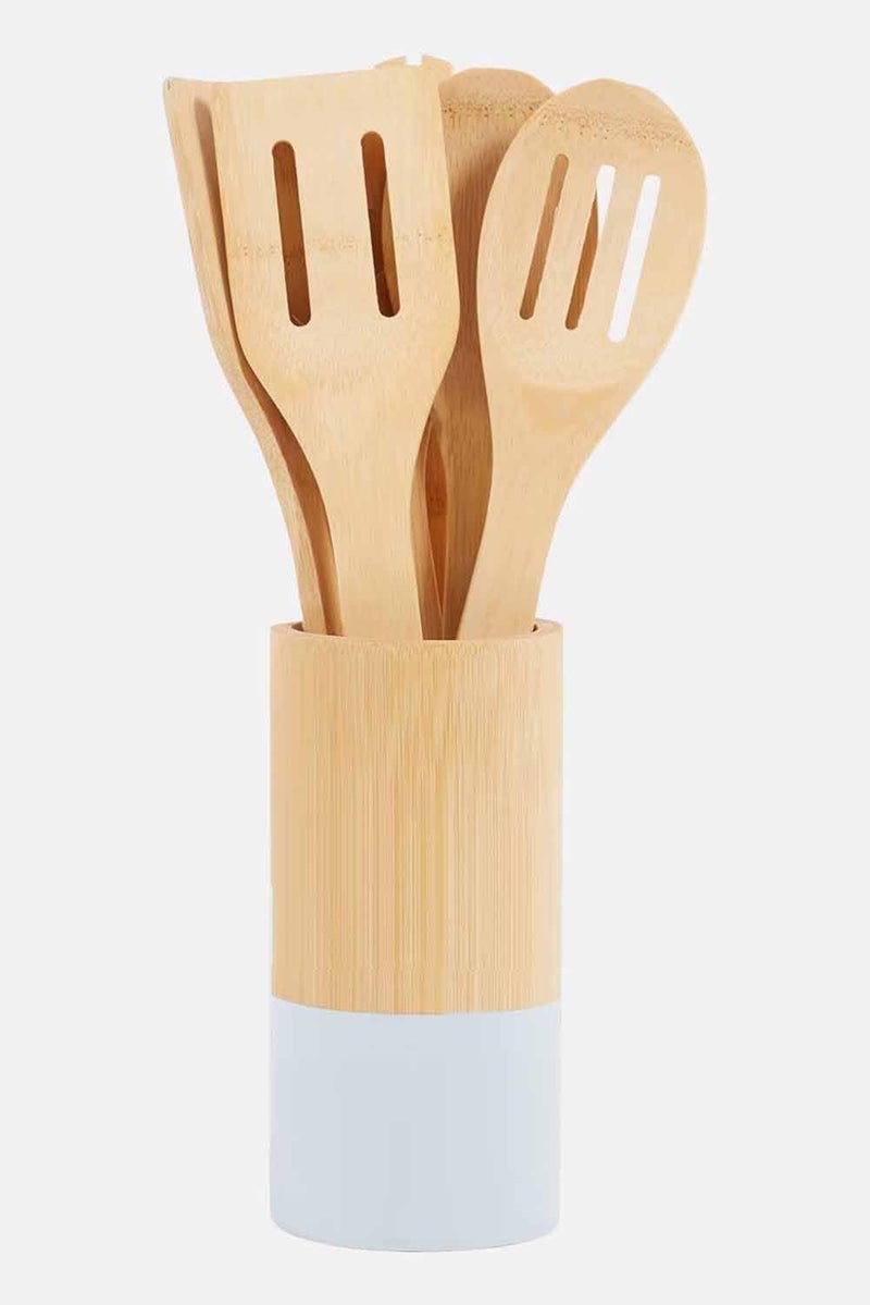 TGOPIT Natural Wooden Spoon Set for Cooking Includes Frying Serving Spatula Chapati Dessert Rice Spoons Wooden for Nonstick Cookware Kitchen Utensils and Cooking Spoon Set of 6 - Image 1