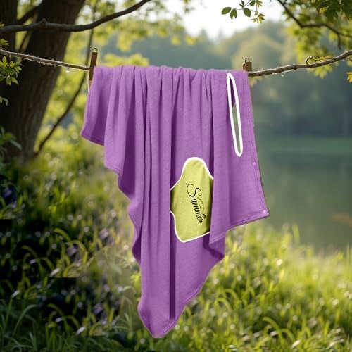 HOUSSE Wearable Microfiber Spa Bath Towel with Star Pocket for Girls & Women | Soft, Cozy Wrap with Snap Closure | Women’s Day Gift| 110 x 140 cm (Purple_Yellow) - Image 5