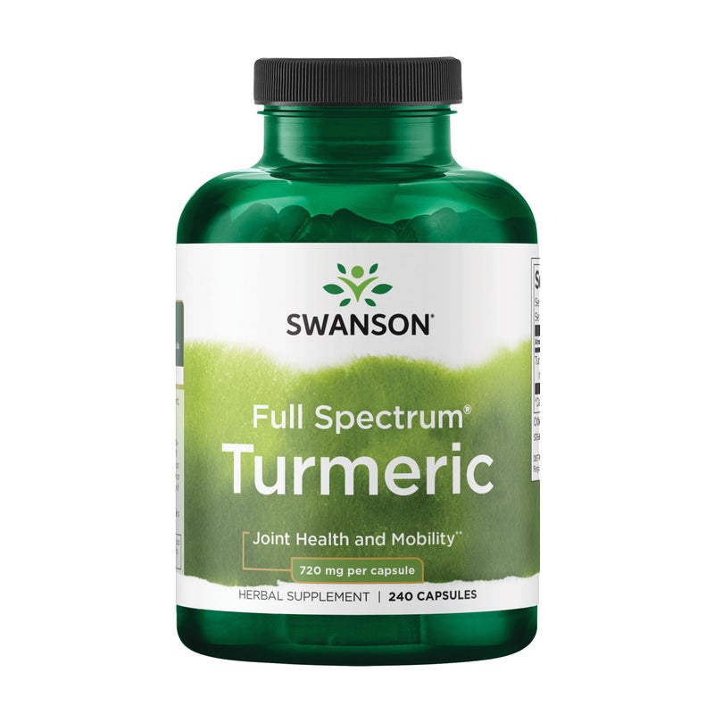 Swanson Turmeric Antioxidant Joint Health Cardiovascular Liver Detox Mood and Memory Support Supplement Curcuma Longa Rhizome 720 mg 240 Capsules 120 Servings 144 Grams per Serving