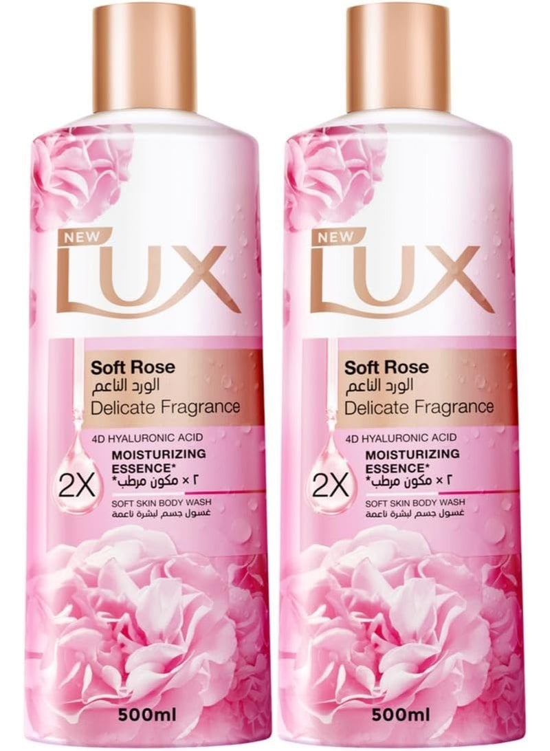 Lux BodyWash (Soft Rose) Delicate Fragrance 500ml X 2Pcs - Image 1