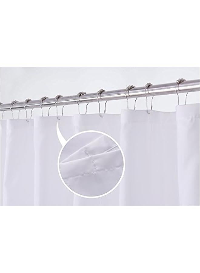 Fabric Shower Curtain Liner Solid White with Magnets, Hotel Quality, Machine Washable, 70 x 72 inches for Bathroom - Image 2