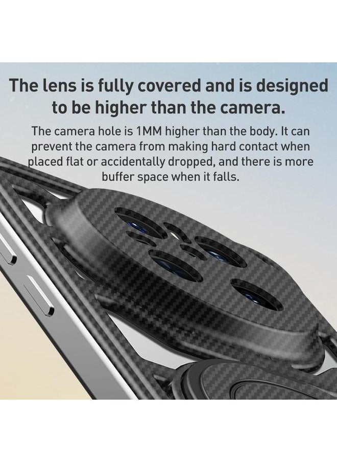 Zaboon - Case For Huawei Mate 60 Pro / 60 Pro+ Hollow Carbon Fiber Rotating Bracket MagSafe Phone Case - Image 1