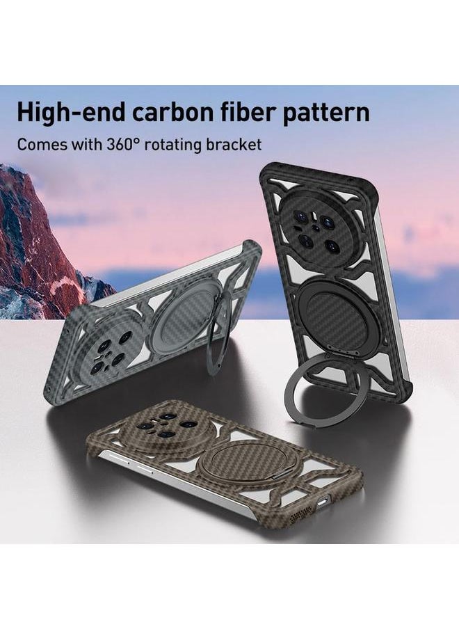 Zaboon - Case For Huawei Mate 60 Pro / 60 Pro+ Hollow Carbon Fiber Rotating Bracket MagSafe Phone Case - Image 1