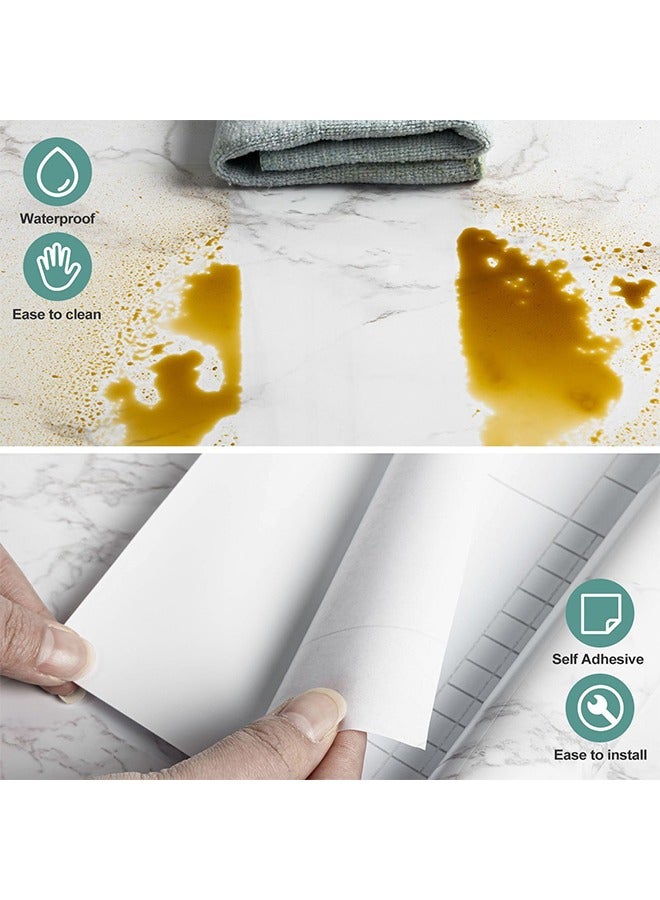Waterproof wall stickers, desktop stickers, Glossy Marble Wall Paper Granite, Grey Kitchen Countertop, Cabinet Furniture Refurbishment, Thick Removable Wallpaper Peel and  Easy to Use（40CM×300CM） - Image 4