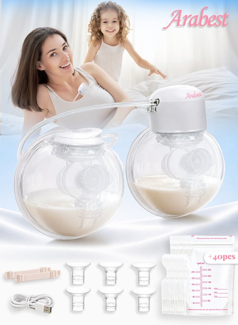 Arabest Wearable Breast Pump, Hands-Free Breast Pump with 4 Modes & 9 Levels, Double Electric Breast Pump with Display, Portable Breast Pump - Image 1