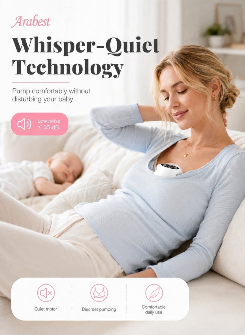 Arabest Wearable Breast Pump, Hands-Free Breast Pump with 4 Modes & 9 Levels, Double Electric Breast Pump with Display, Portable Breast Pump - Image 3
