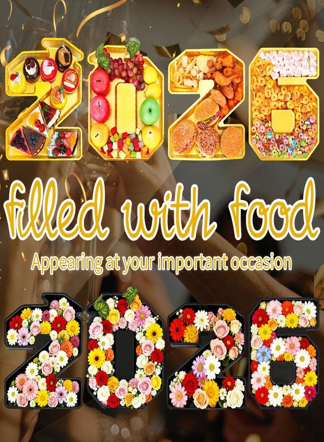 JMUQ 8 Pcs 2026 Charcuterie Numbers Fillable, 13.7 Inch 2026 Graduation Decorations Plastic Serving Tray Board Boxes for Kindergarten Preschool High School College Party Centerpieces - Image 4