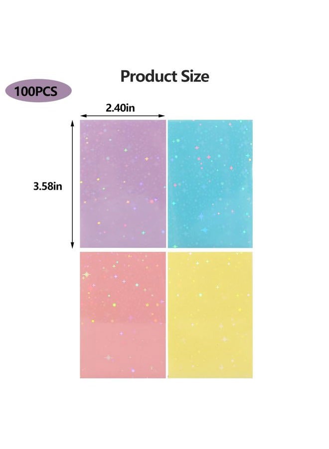 Ddayup 100Pcs Star Laser Flashing Kpop Photocard Sleeves - Clear Colored Holographic Card Protectors for Baseball & Korean Idol Photo Card - Image 2