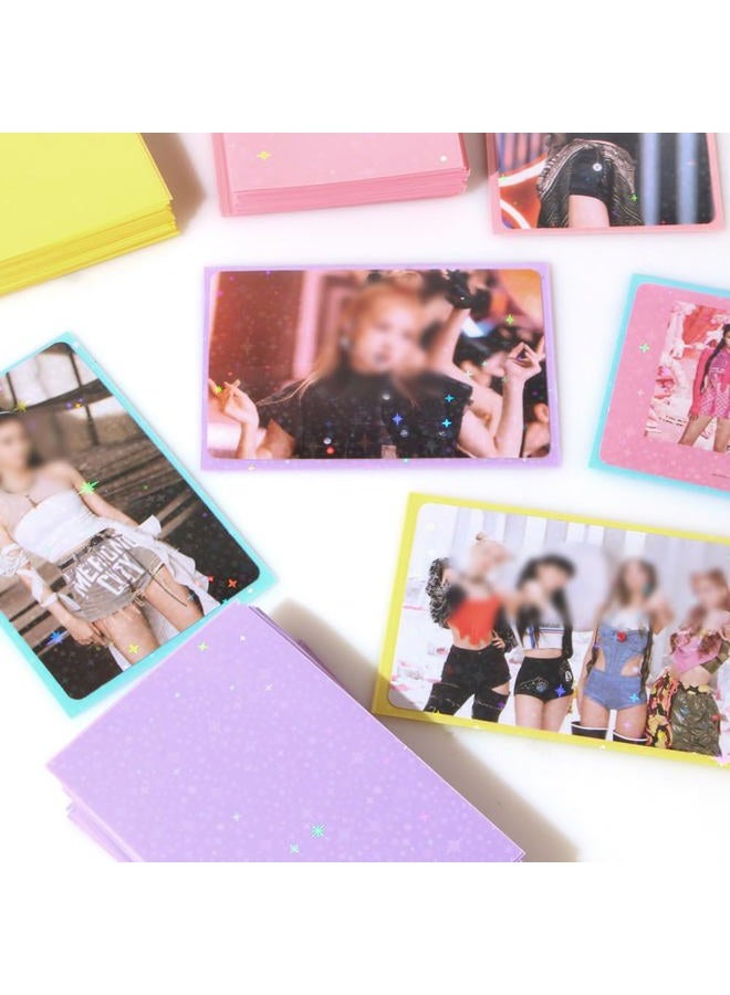 Ddayup 100Pcs Star Laser Flashing Kpop Photocard Sleeves - Clear Colored Holographic Card Protectors for Baseball & Korean Idol Photo Card - Image 5