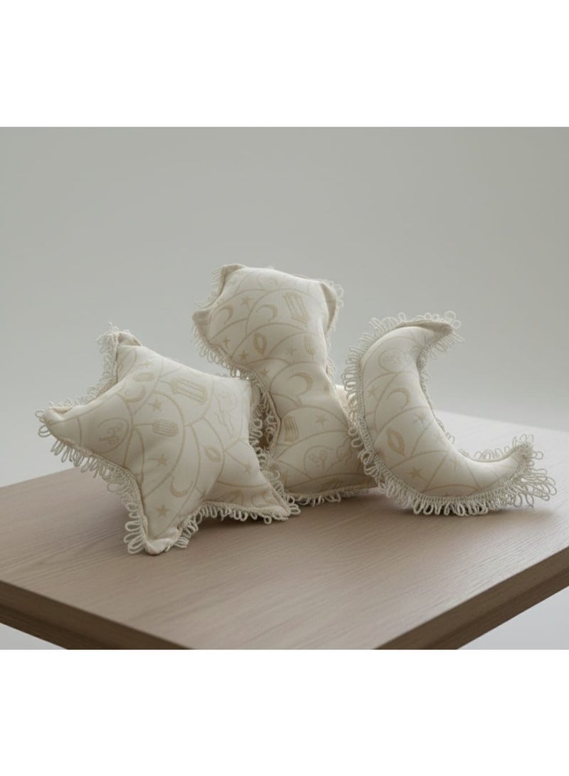 مجموعة مكونة من 3 قطع مخدات لديكور رمضان (فانوس،هلال،نجمة) - Image 3