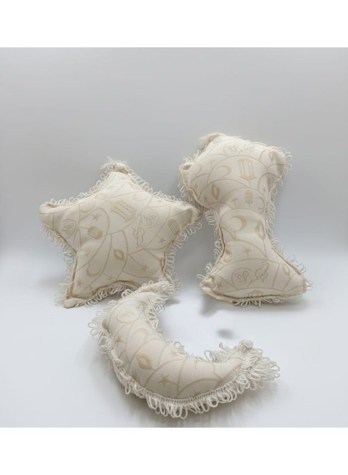 مجموعة مكونة من 3 قطع مخدات لديكور رمضان (فانوس،هلال،نجمة) - Image 1