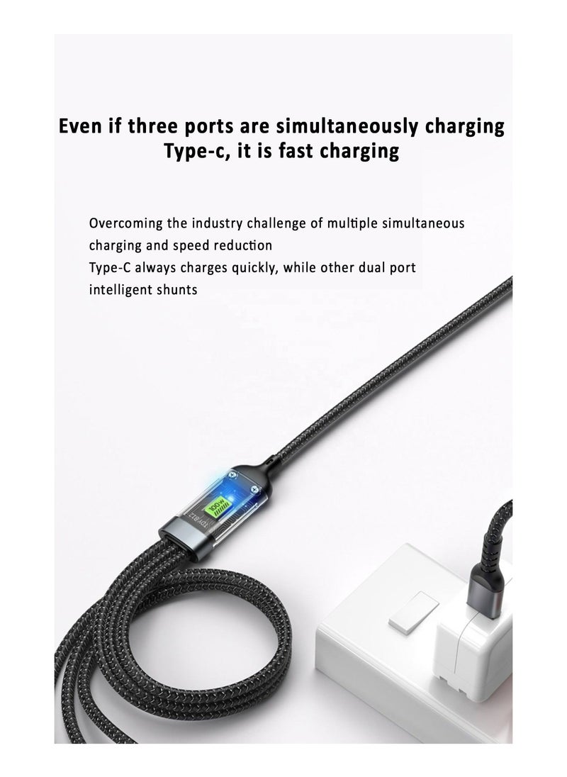 100W Fast Charging Braided 3 In 1 USB Cable