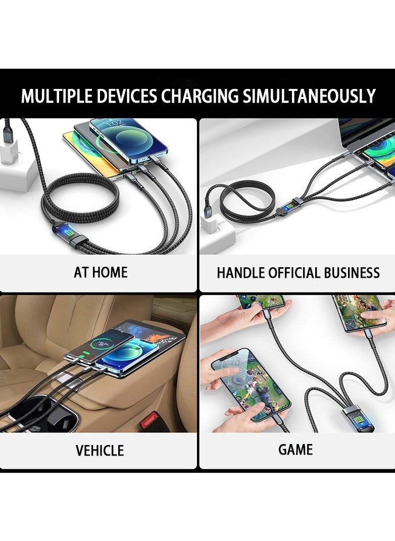 100W Fast Charging Braided 3 In 1 USB Cable