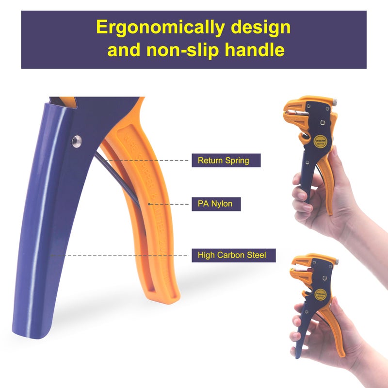 VCELINK Automatic Quickstrip Wire Stripper and Cutter, Professional Quick Strip Wire Stripper, 2 in 1 Adjustable Electrical Cable Wire Stripping Tool&Eagle Nose Pliers (7-Inch) - Image 5