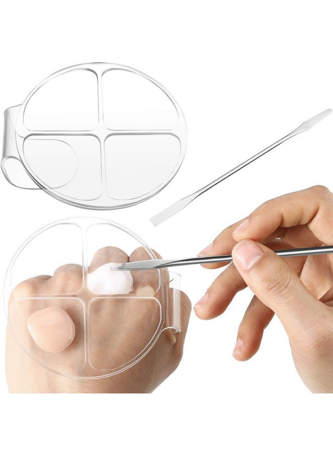 Maitys 2 Pieces Hand Makeup Mixing Palette Handheld Palette Clear Makeup Cosmetic Palette Nail Art Manicure Palette With 2 Pieces Spatula For Mixing Foundation - Image 2