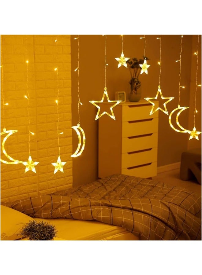 LED Moon String Light Bedroom Decoration Curtain LED String Light  Lights Decoration Ramadan Decorative with 8 modes waterproof for indoor and outdoor decoration Warm White - Image 1