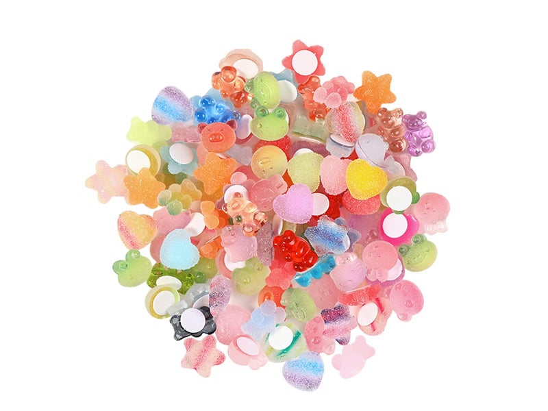 DIYOMR 3D Clear Resin Stickers for Big Belly Cups Mugs, Removal Without Trace, 100 Mixed Shapes Resin Self Adhesive Art Stickers Decor for Handcraft/DIY/Photo Album/Hair Accessories/Laptop - Image 1