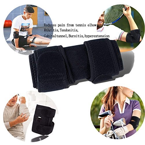 YAVOUN Elbow Brace, Adjustable Tennis Elbow Support Brace, Great For Sprained Elbows, Tendonitis, Arthritis, basketball, Baseball, Golfer's Elbow Provides Support & Ease Pains (Black) - Image 5