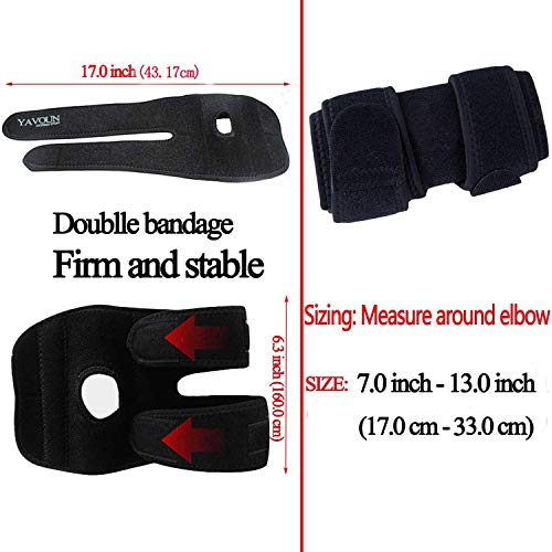 YAVOUN Elbow Brace, Adjustable Tennis Elbow Support Brace, Great For Sprained Elbows, Tendonitis, Arthritis, basketball, Baseball, Golfer's Elbow Provides Support & Ease Pains (Black) - Image 3
