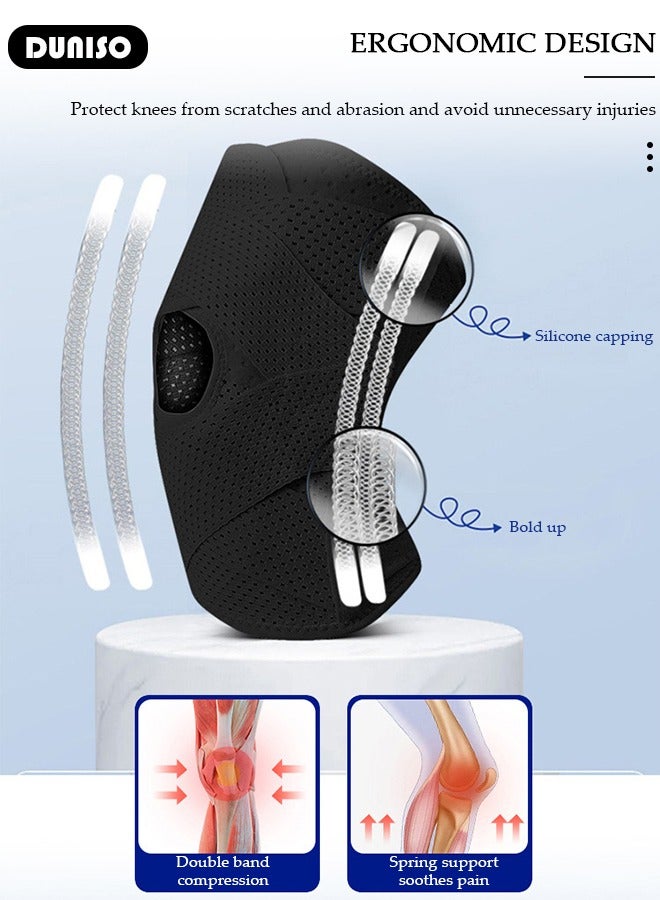 DUNISO Professional Knee Pad Knee Brace with Side Stabilizers and Patella Gel Pads Adjustable Compression Knee Support Braces for Knee Pain Meniscus Tear ACL MCL Arthritis Joint Pain Relief Injury Recovery - Image 3