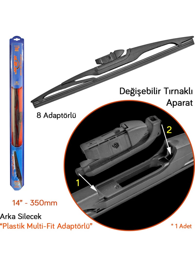 RBW 95014 Plastic Multi-Fit 14 Inch / 350 mm Rear Wiper with 8 Adapters  - Image 2