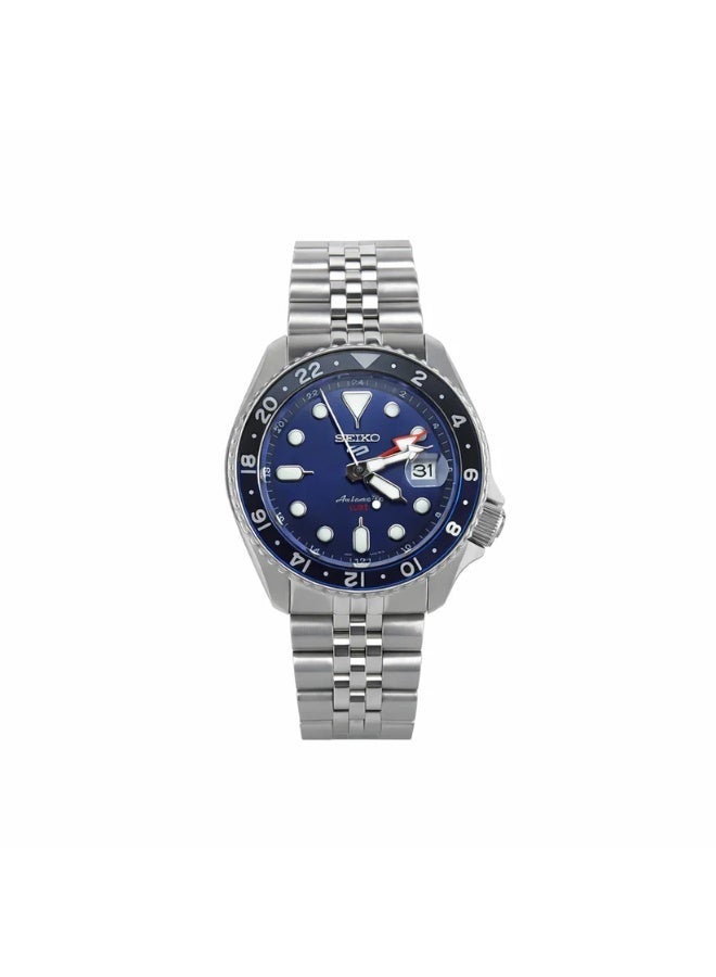 Seiko 5 سايكو 5 GMT SSK003K1 ساعة أوتوماتيكية للرجال بقرص أزرق وإطار باتمان وسوار جوبيل - Image 4
