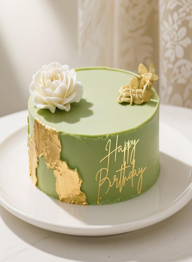 Tyqour قطعة واحدة من زينة كعكة عيد الميلاد السعيدة الذهبية، لافتة كعكة عيد الميلاد السعيدة من الأكريليك، زينة حفلات الكب كيك للذكرى السنوية، وحفلات الزفاف، وحلويات الحفلات، ولوازم المعجنات - Image 5
