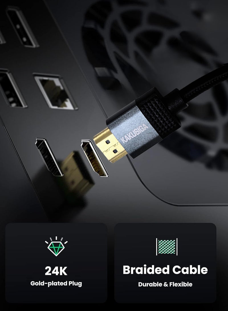 كاكوسيجا كابل HDMI 2.0، 3 أمتار (9.6 قدم)، دقة 4K@60Hz UHD، سرعة عالية 18 جيجابت في الثانية، متوافق مع التلفزيون، مكبر الصوت، وحدة التحكم في الألعاب، الكمبيوتر الشخصي، الكمبيوتر المحمول رمادي أسود-2.0 - Image 5