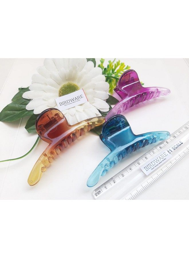 BIRDWARE Bigsize Multi Color Imported Rubber Acrylic Material Stone Banana Hair Clips For Women (Multi Colour) ; Hair Clutchers (Pack Of 3 Printed) - Image 4