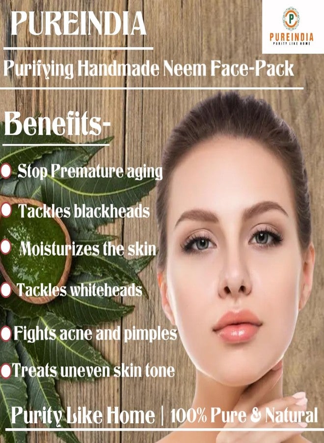 Pureindia Handmade Anti- Acne Face-Pack(Pure Neem+French Green Clay) for Pimple and Uneven Skin Tone, 50 Gm, Pack Of 1| For Women & Men - Image 4