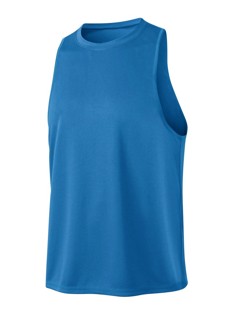 Loquat Men Quick Dry Breathable Elastic Vest Blue  - Image 1