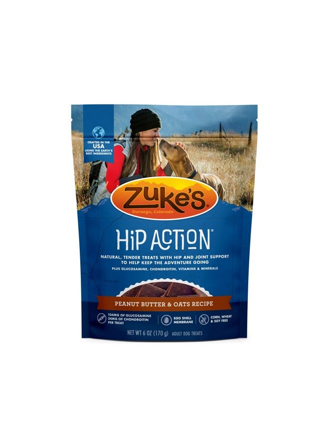 Zuke's Zuke’S Hip Action, Hip And Joint Support, Soft And Chewy Natural Dog Treats , Peanut Butter And Oats Recipe  6.0 Oz Bag - Image 1