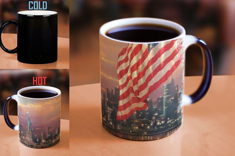 Morphing Mugs أكواب مورفينغ توماس كينكيد ضوء الحرية نيويورك الولايات المتحدة الأمريكية 11 أونصة كوب سيراميك حساس للحرارة يتغير لونه عند إضافة سائل ساخن - Image 2