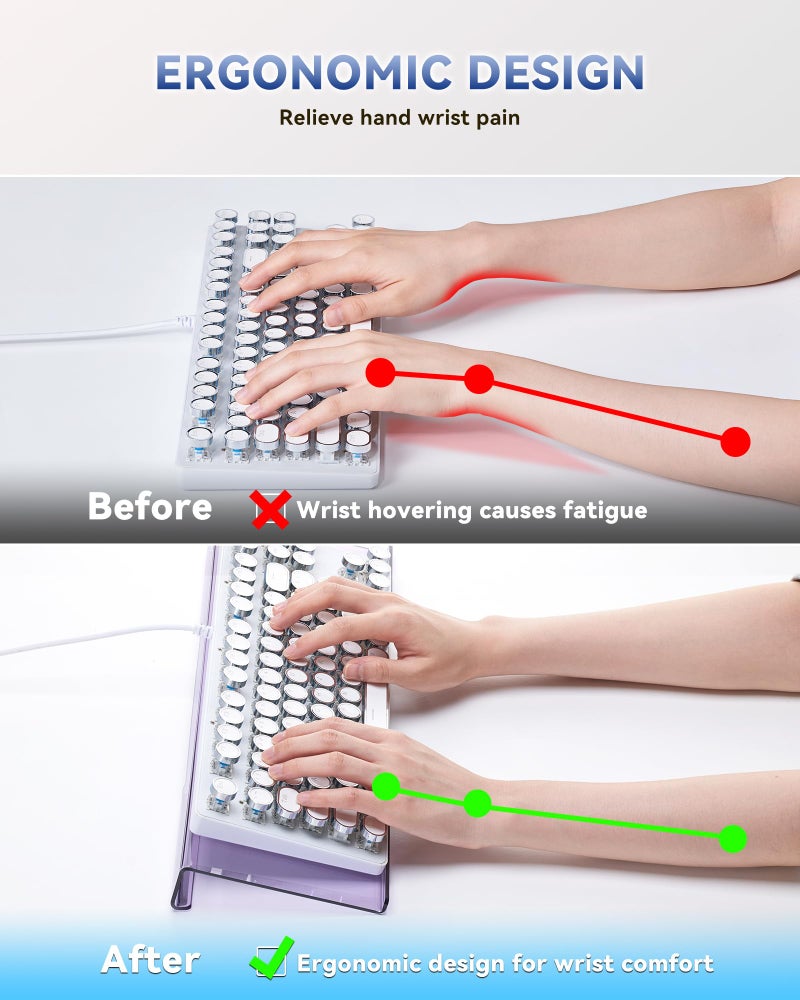 Laborio Ergonomic Computer Keyboard Stand for Desktop (Clear Purple), Acrylic Keyboard Tilted Elevated Rack Key Board Tray Holder Riser Stand for Office Home Desk Work Supplies - Image 4