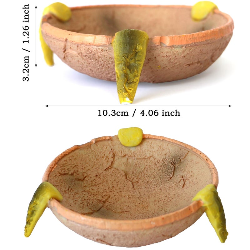 Food/Water Dish for Reptiles, Amphibians and Other Little Critters Water/Food Bowl, Made from Premium Resin (Orange-Brown Bowl) - Image 2