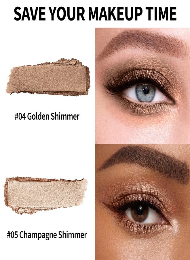 إف في قلم ظلال العيون المقاوم للماء من FV، ثنائي، مجموعة مكياج ظلال عيون كريمية تدوم طويلاً، قلم ظلال عيون عالي الصبغة بلمسة نهائية لامعة، مظهر طبيعي (ذهبي وشمبانيا) - Image 4