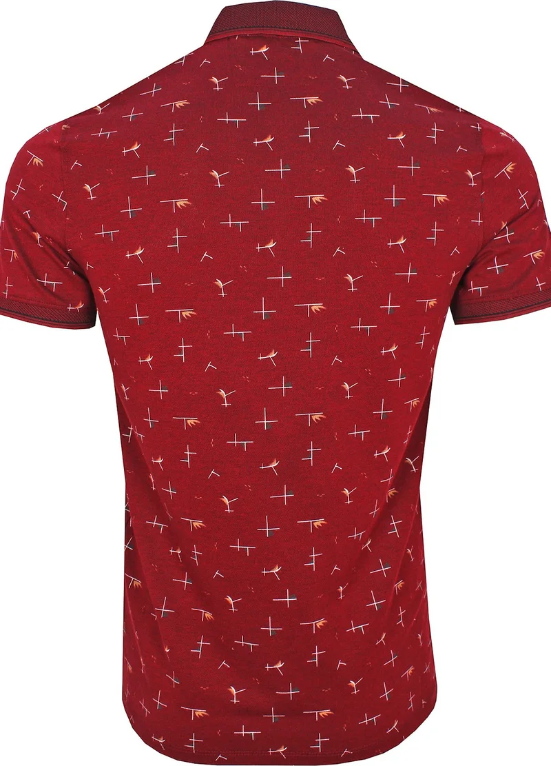 Varetta Men's Claret Red Slim Fit Polo Neck Printed Men's T-Shirt