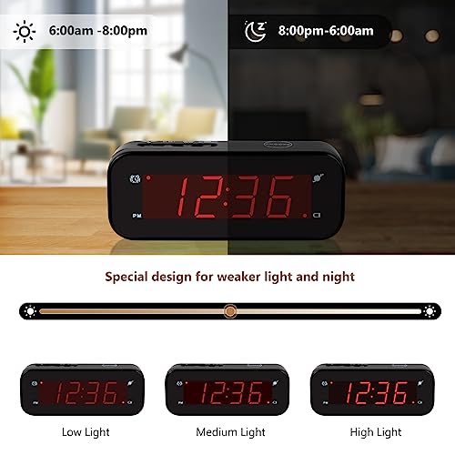 Timegyro Small Digital Clock Battery Operated, LED Travel Alarm Clock Battery Powered with Snooze, Cordless, Brightness Adjustable, 12/24Hr, Easy to Use - Image 5
