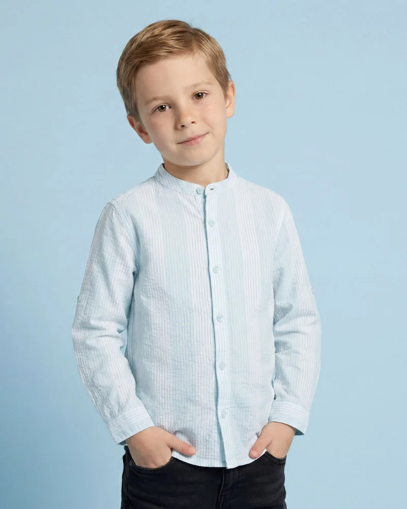 Redtag Boys Mint Mandarin Collar Shirt With T-Shirt  Piece